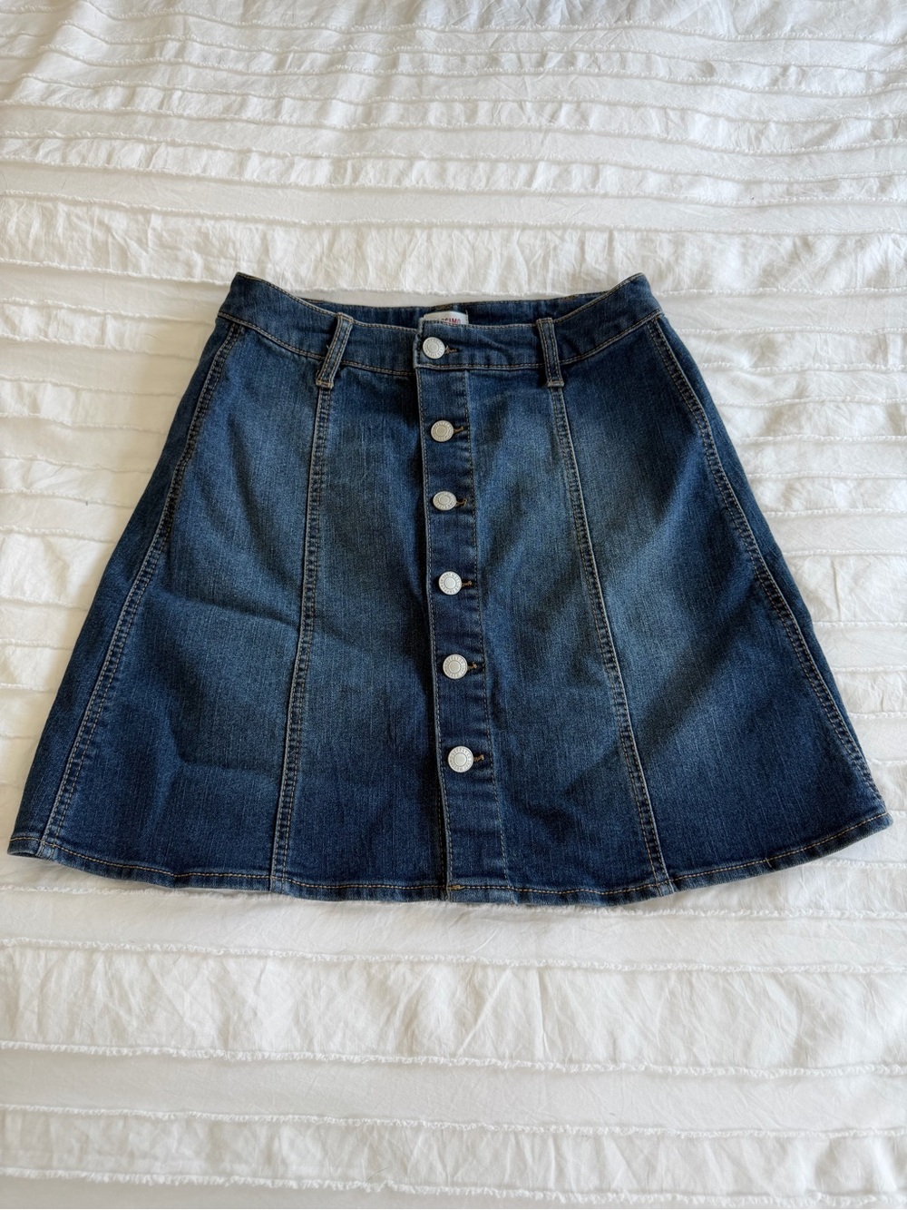 Mossimo Supply Co. Dark Blue Denim Button-Front A-Line Skirt